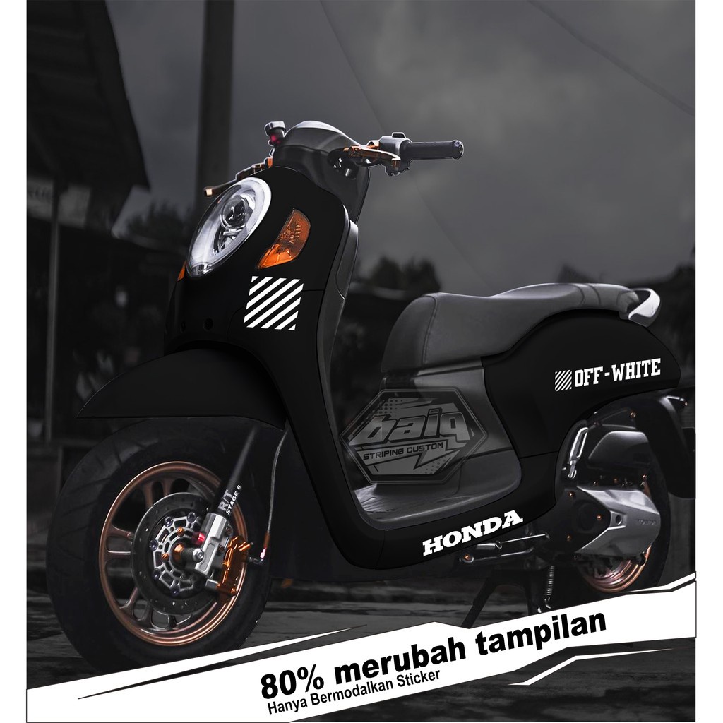 sticker striping Scoopy 2021 Prestige Off-WHITE terbaru keren murah
