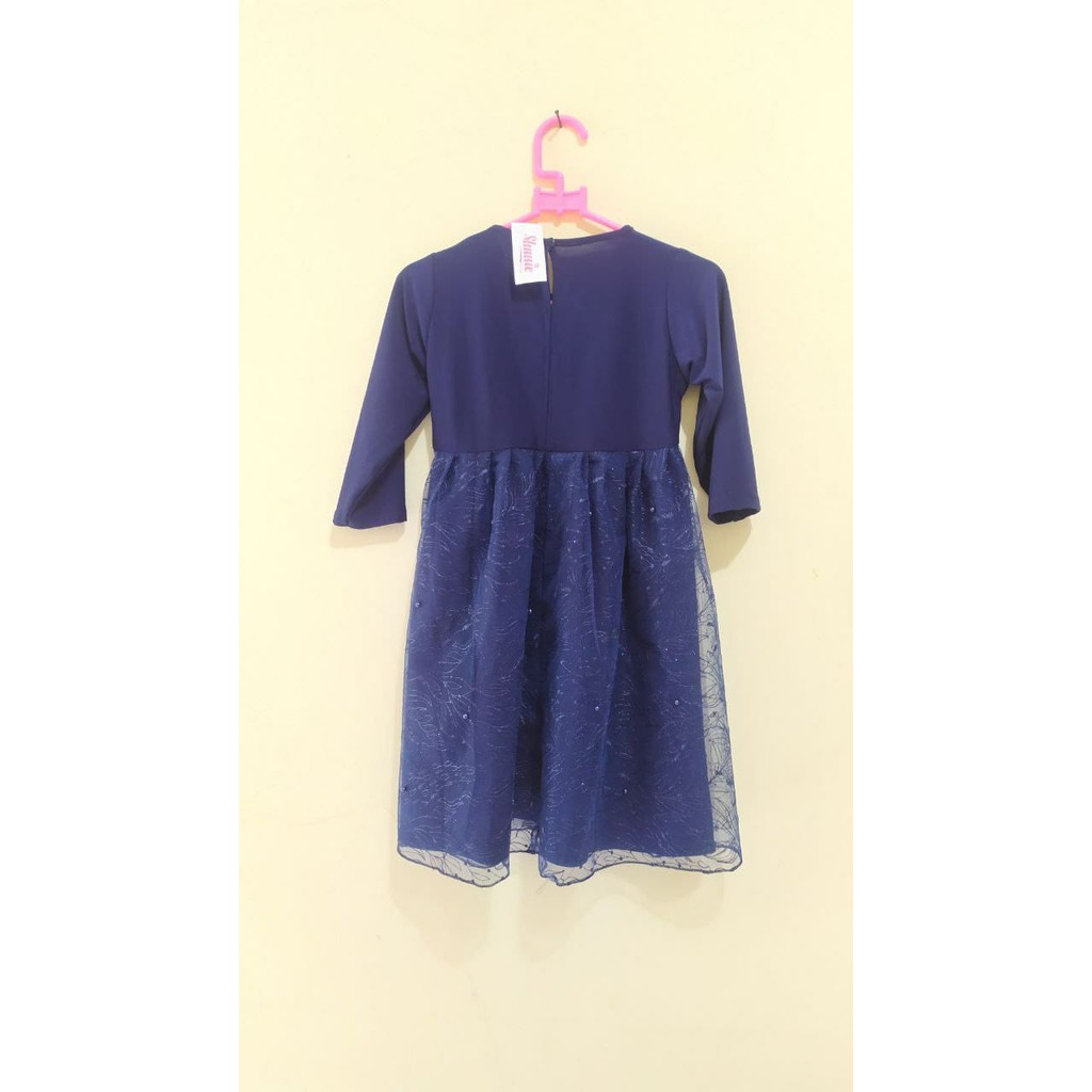 Gamis Anak Perempuan Usia 7 - 8 (Free Mini Gold)Tahun Gamis Tulle Mutiara Size XL by Shanie