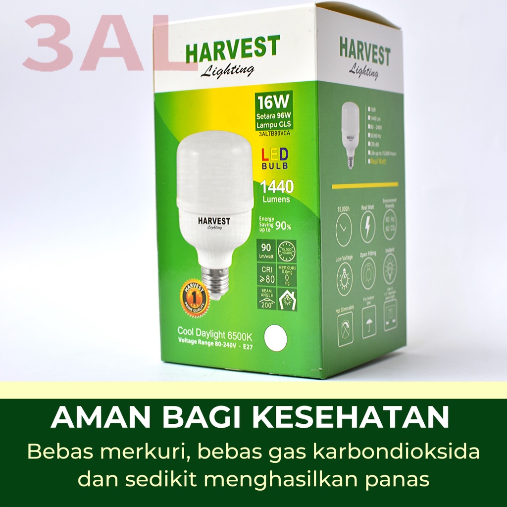 16W - Paket Isi 9 - HARVEST LIGHTING Lampu Kapsul LED T-Bulb 16 watt Lampu Hemat Energi Original Bersertifikat SNI dan Bergaransi