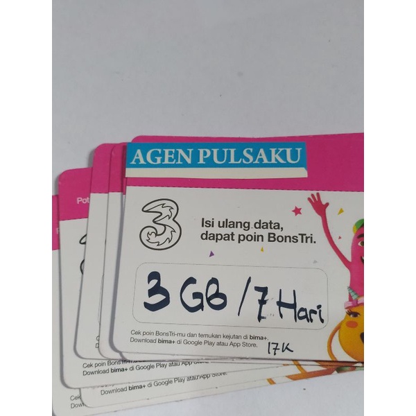 Voucher Tri 3 Gb 7 Hari Three Data vocer