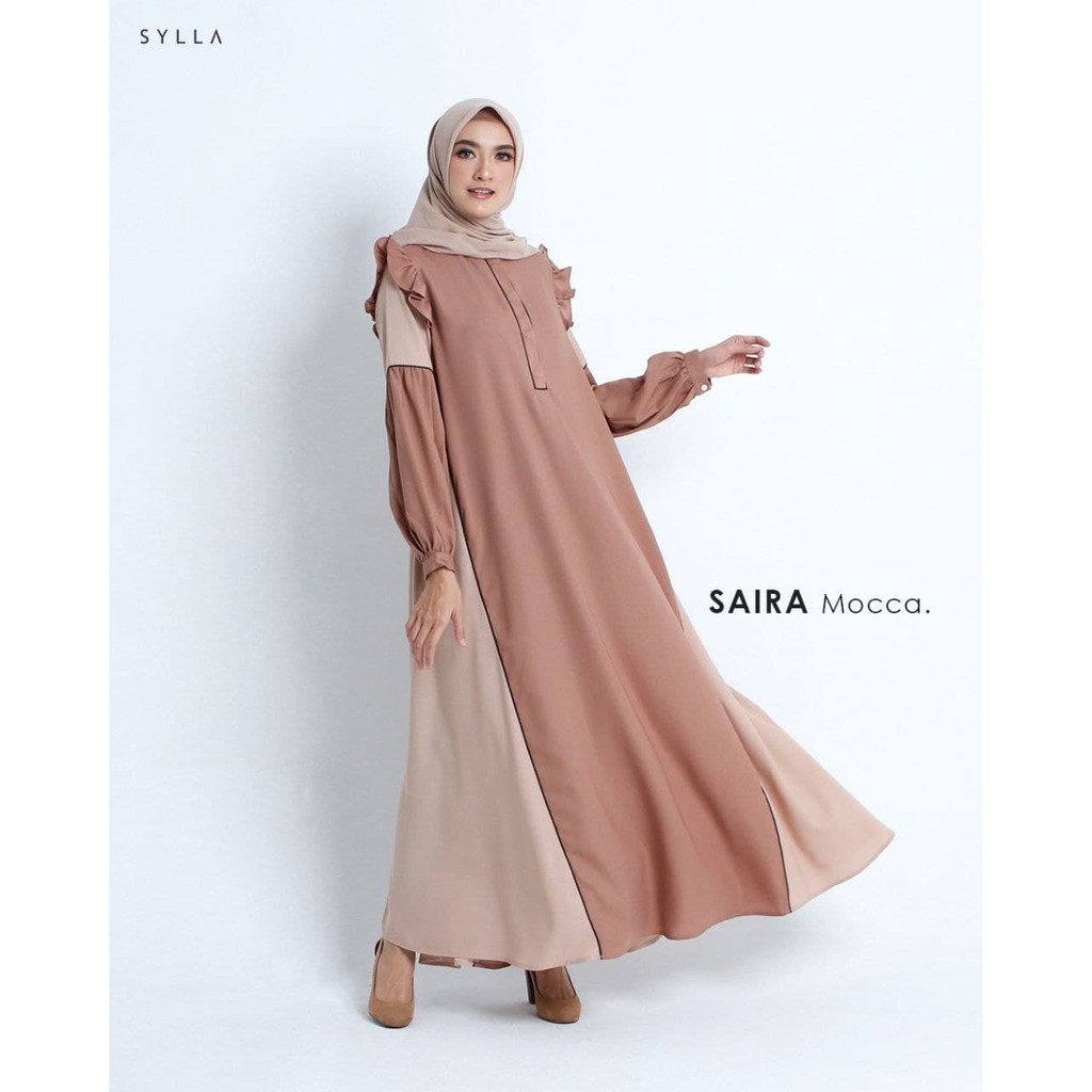 SYLLA// Gamis pesta flowy SAIRA dress busui friendly by sylla hijab