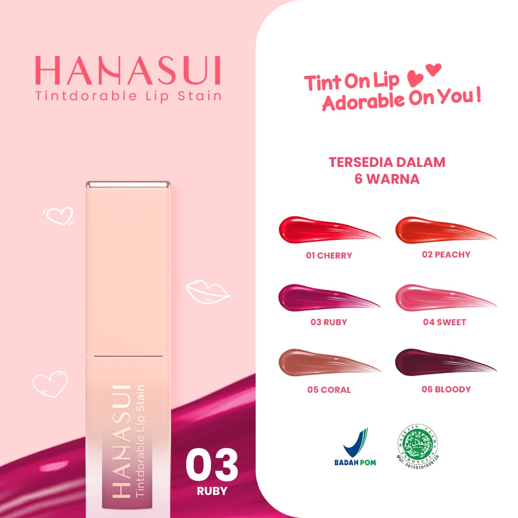 READY NEW SHADE Hanasui Tintdorable Lip Stain GIRLSNEED77 Liptint Hanasui Lip Tint Medan