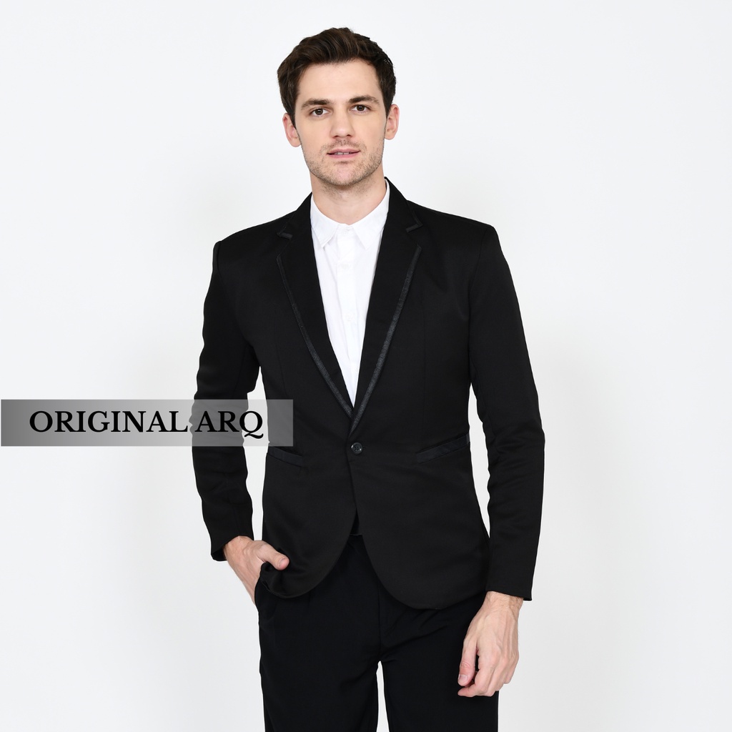 TERLARIS ! JAS BLAZER PRIA SLIMFIT HITAM FORMAL BAHAN PREMIUM ORIGINAL ARQ