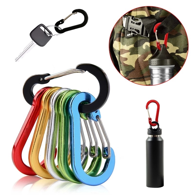 1pc Klip Carabiner Multifungsi Bahan Aluminum Stainless Steel Untuk Camping / Outdoor