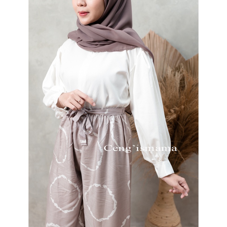 Celana Panjang Kulot Wanita Motif Cincin Sibori Bahan Rayon-02