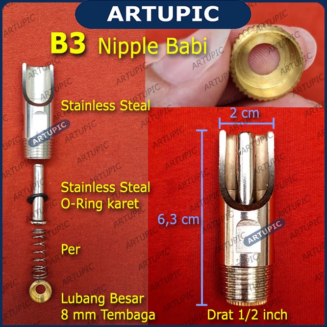 Kran Dot Tempat Minum Babi Nipple B3 Nipel Nepel Kambing Domba Artupic