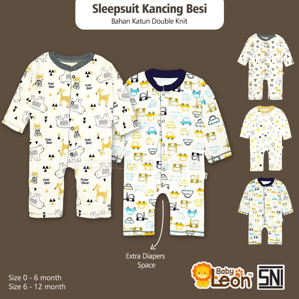 SNI Jumper Panjang 0-1th BABY LEON Sleepsuit baju tidur piyama anak Bayi GY-051 laki laki perempuan