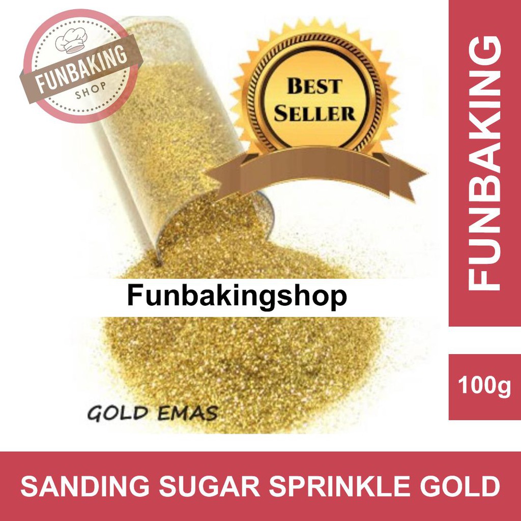 

FunBaking - SANDING SUGAR GOLD EMAS 100GR SPRINKLES EDIBLE SPRINKLE EMAS GULA EMAS