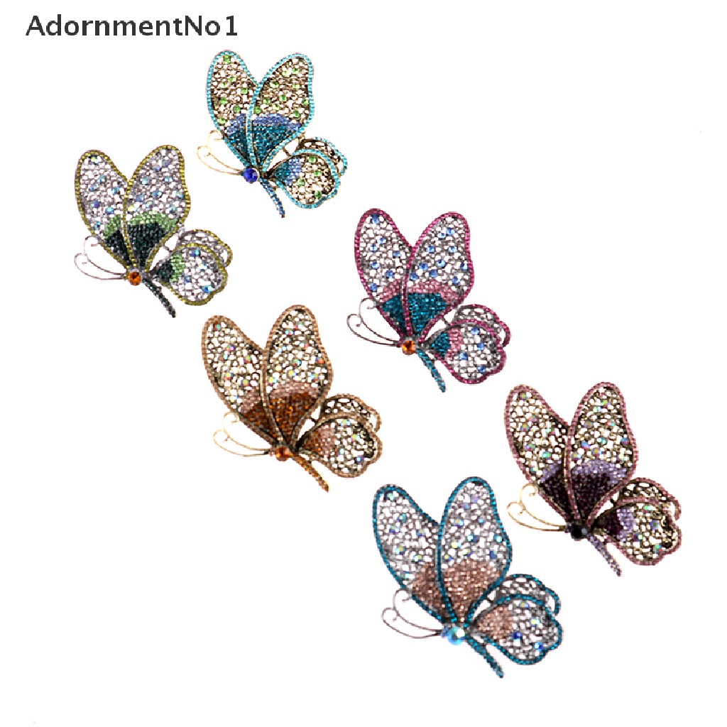 (AdornmentNo1) Bros / Pin Butterfly Aksen Mutiara + Berlian Imitasi Untuk Perhiasan Wanita / Pernikahan