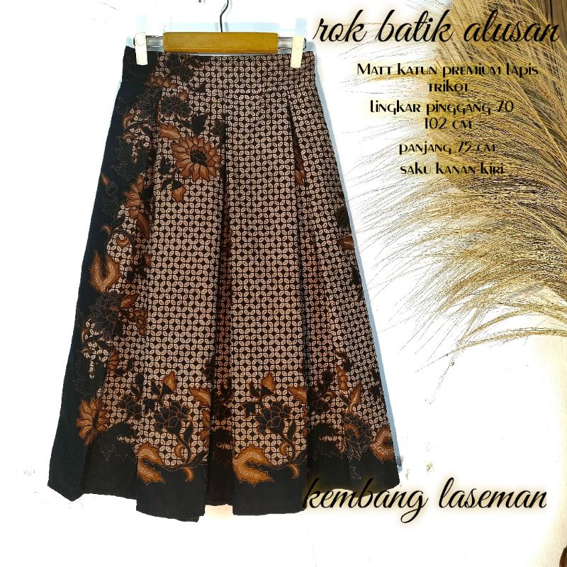 ROK BATIK 7/8 ALUSAN LAPIS PURING/TRIKOT / ROK BATIK MODERN / BAWAHAN BATIK-Kembang laseman