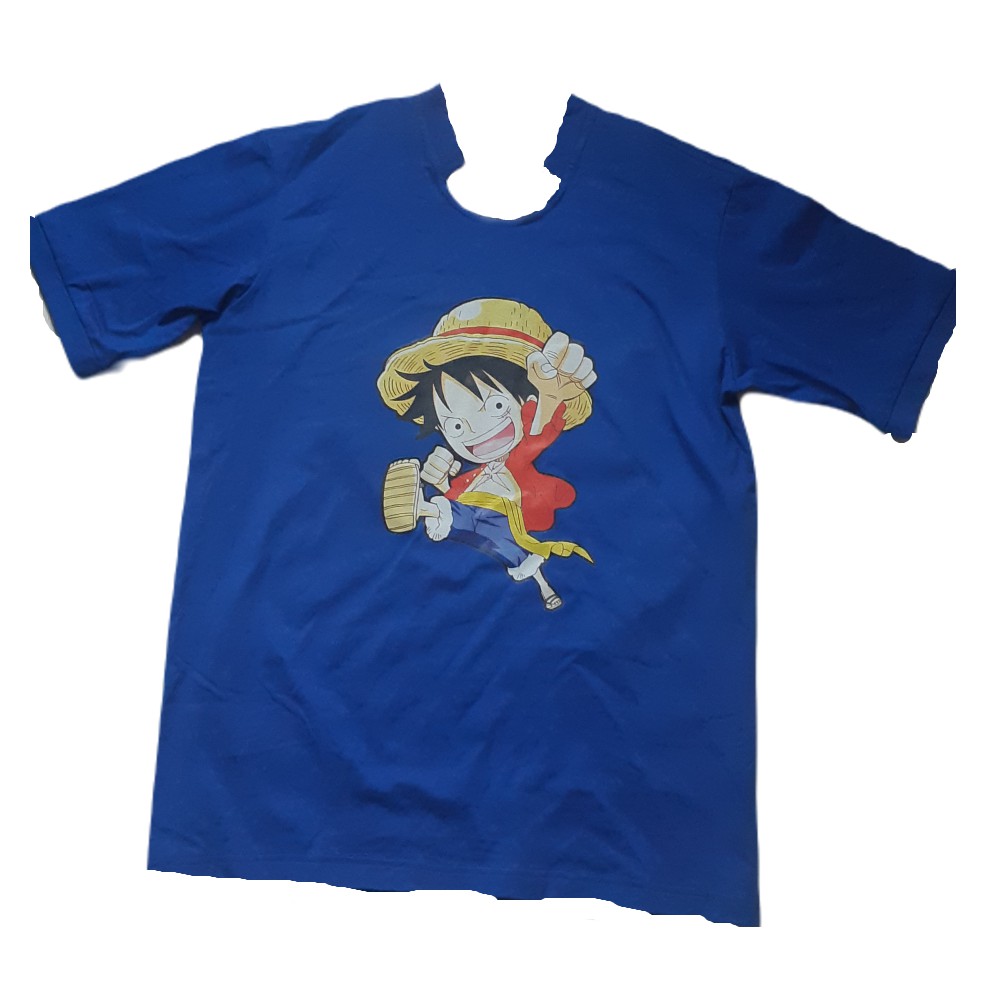 KAOS CETAK DTG DENGAN DESAIN KEREN (BIRU) ONE PIECE