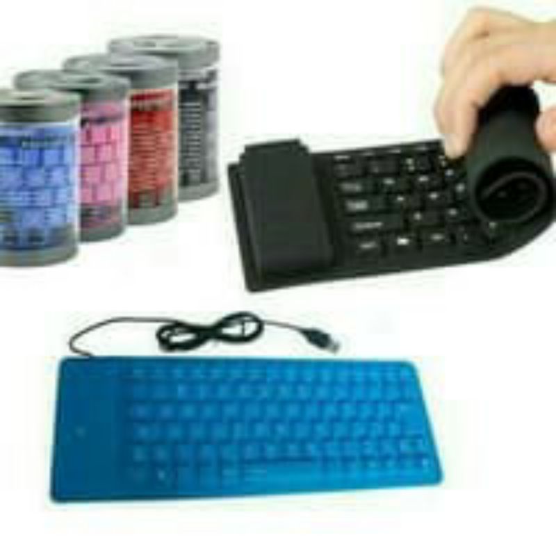 KEYBOARD FLEXIBLE KARET USB BISA DIGULUNG, KEYBOARD GULUNG KABEL USB