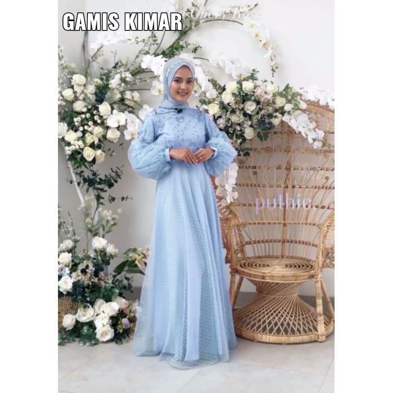 GAMIS KIMAR LENGAN BALON /GAMIS TILE DOT/DRESS MUSLIM/GAMIS BROKLAT/GAMIS MUSLIM/GAMIS JUMBO XXL,4L