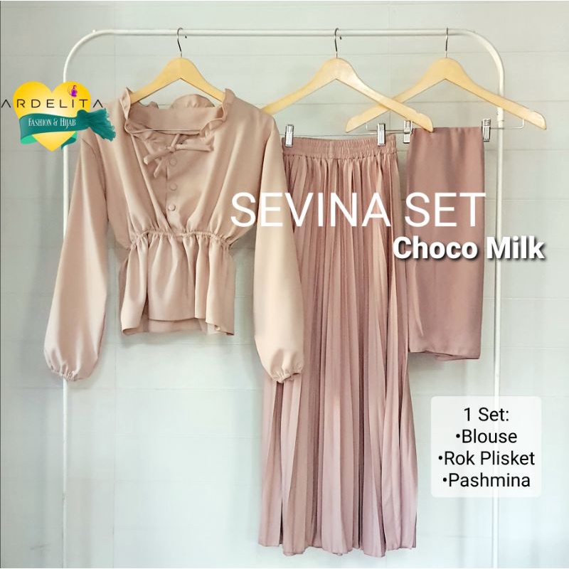 SEVINA SET PAKET OOTD LENGKAP HEMAT BERKUALITAS/BAJU SELEGRAM/SETELAN WANITA HIJAB/BAJU MODEL BARU