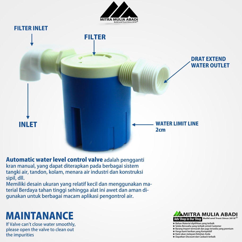 Pelampung Otomatis 1/2 Inchi Automatic water level control valve