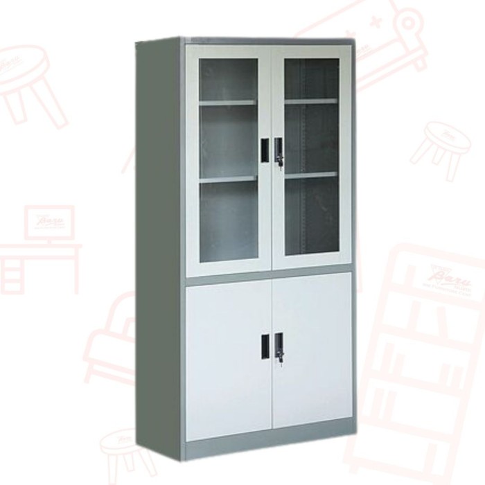 Lemari Arsip Frontline 2 Pintu Besi + 2 Pintu Kaca - KHUSUS MAKASSAR