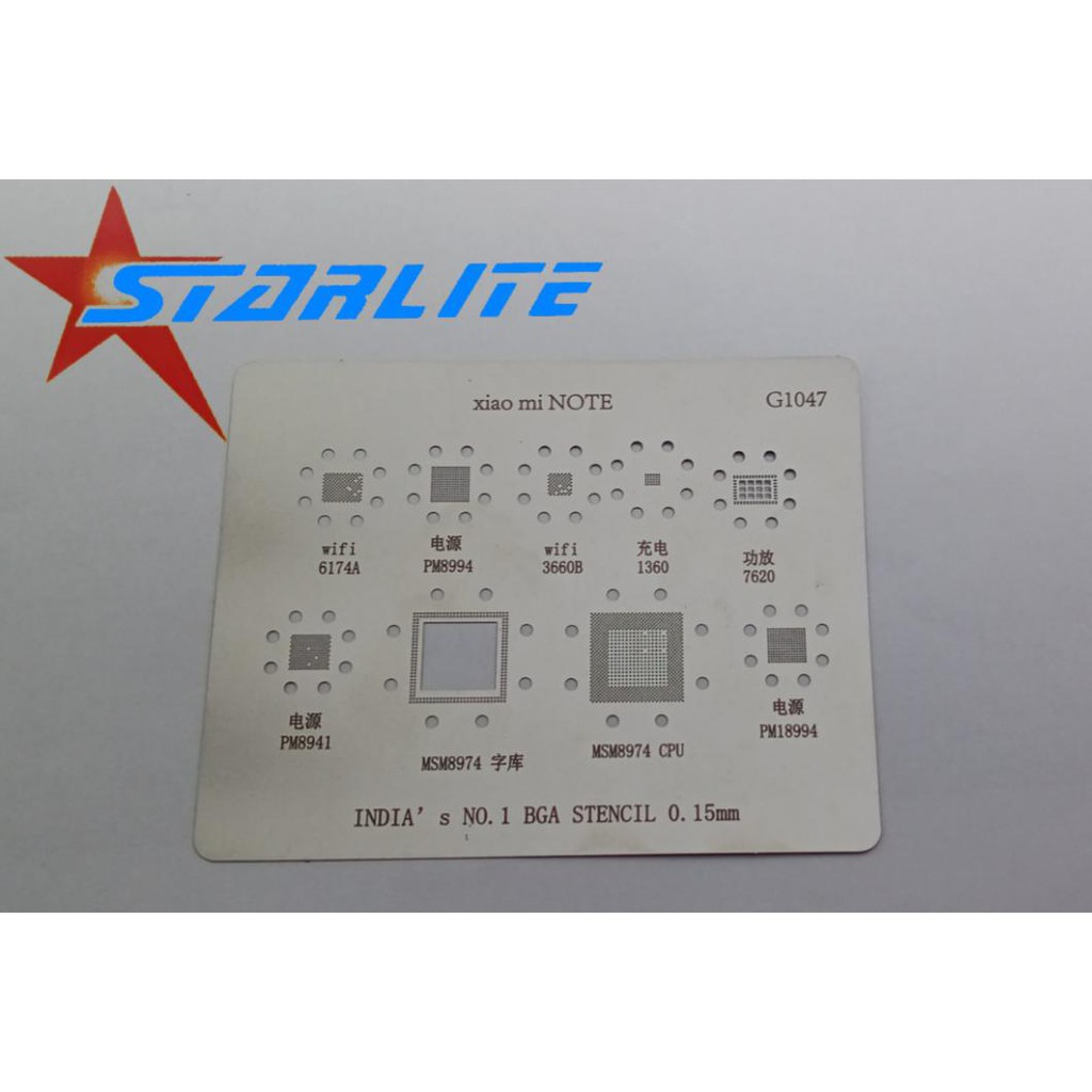 

BGA STENCILS XIAOMI MI NOTE (G1047)