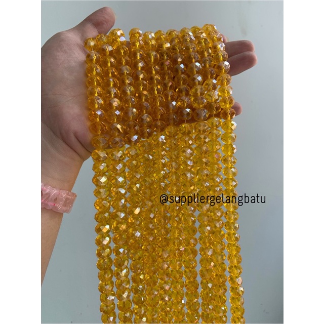 Crystal Ceko kilap 12mm yellow quartz kuarsa kuning bening kristal acc bahan kalung gelang anting strap mask kerajinan tangan craft citayam fashion week etink vintage elegan bali manik crystal