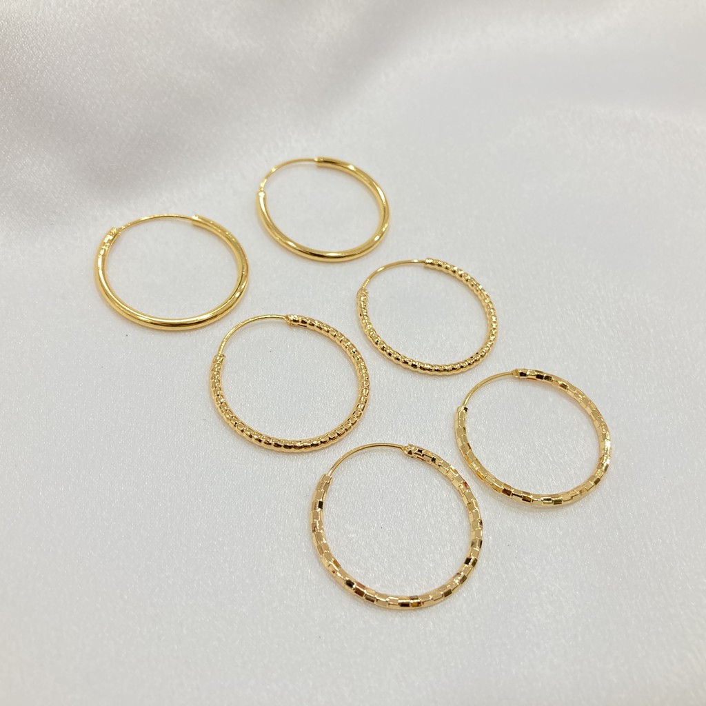 Anting Gipsy Lapis Emas Wanita Ukuran 25 mm Aksesoris Perhiasan