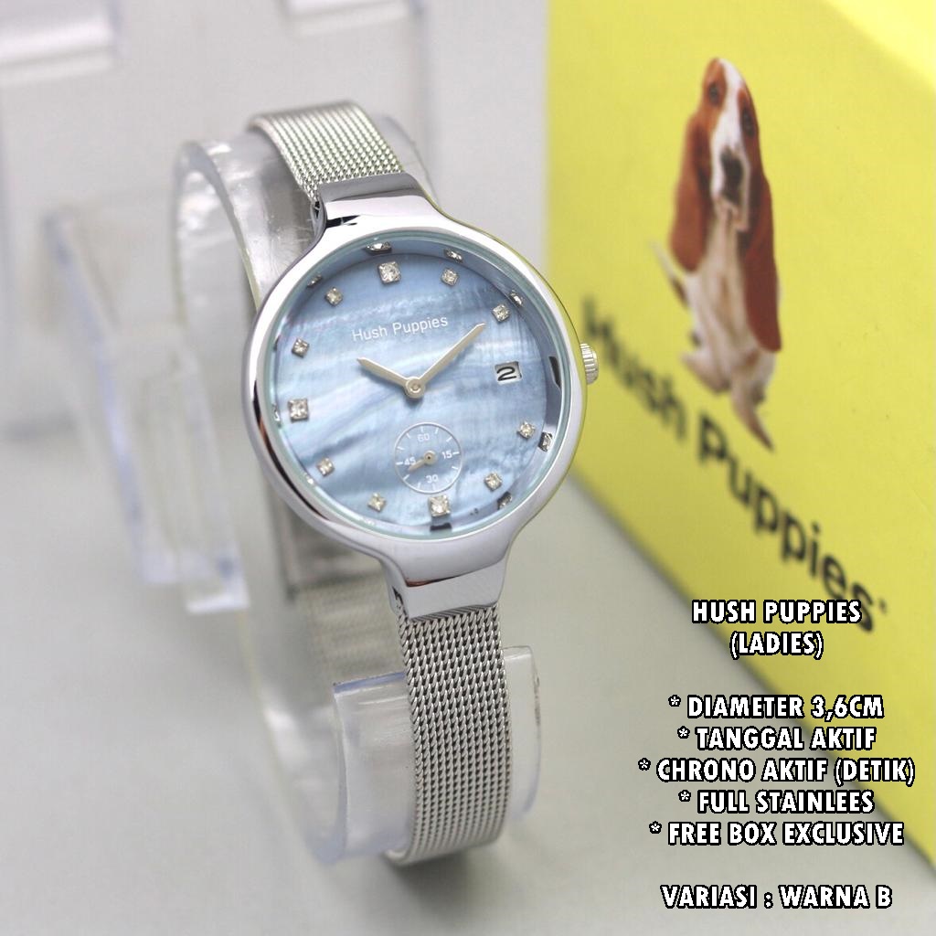 (FREE BOX) JAM TANGAN WANITA FASHION RANTAI PASIR BODY BULAT TANGGAL &amp; CHRONO AKTIF