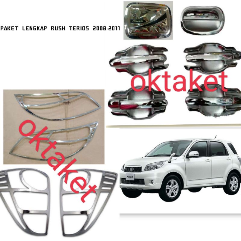 paket garnish depan belakang outer handle tank cover Rush Terios 2008-2011 Chrome paket lengkap