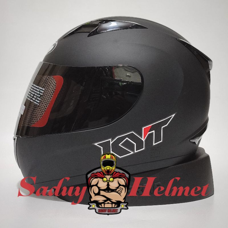 HELM KYT R10 SOLID HITAM DOP - BLACK DOP PAKET GANTENG-Black Dop Standar
