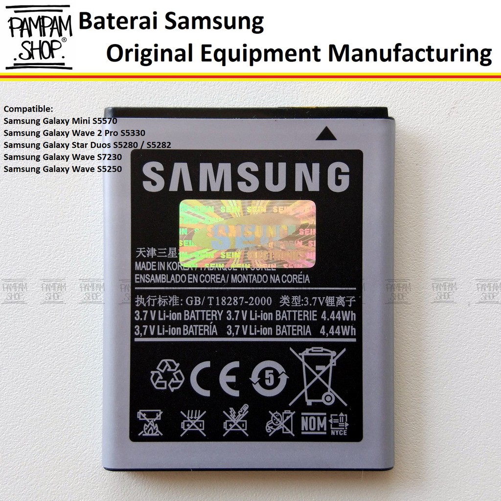 Baterai Handphone Samsung Galaxy Wave S5250 Original | Battery, Batre, HP, S 5250, SEIN