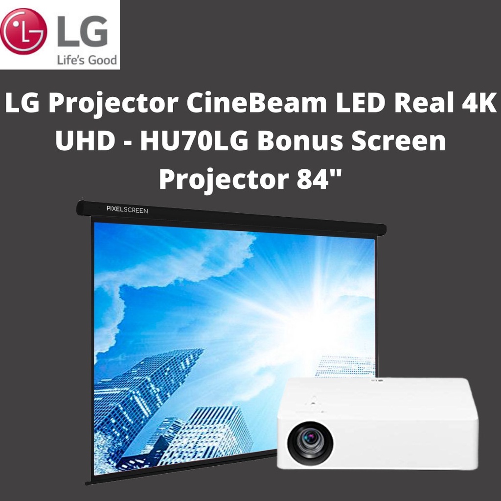 LG Projector CineBeam LED Real 4K UHD - HU70LG Bonus Screen Projector 84"