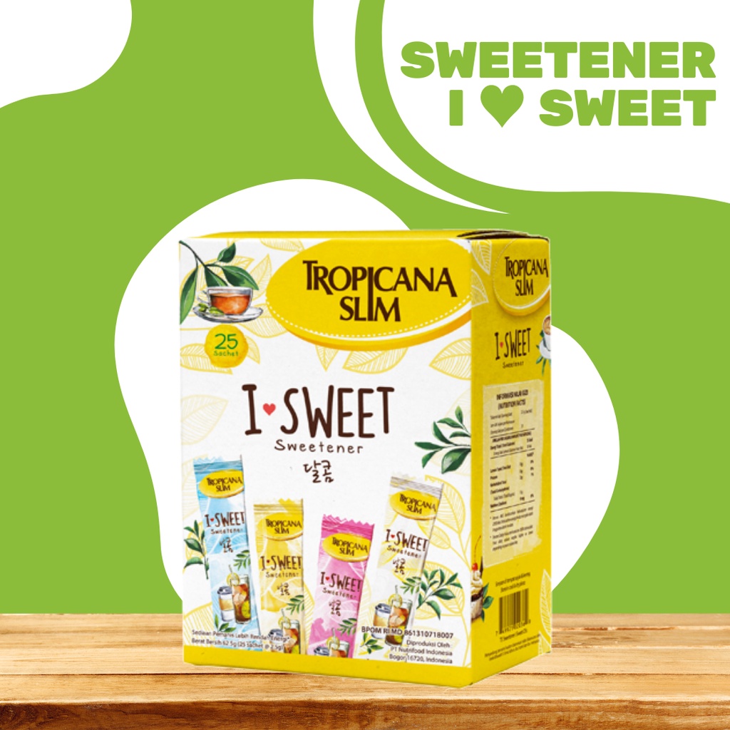 

Pemanis Rendah Kalori Tropicanaslim Sweetener I Sweet Isi 25 Sachet