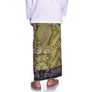 Sarung BHS Gold Royal Motif Ikat Border Dua Warna Hijau 