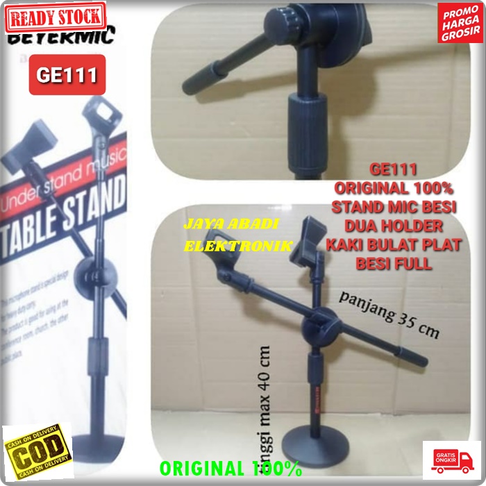 G111 ORIGINAL STAND MIC KAKI BULAT HOLDER STANDING PENDEK DUAL MICROPHONE MIK PENYAGGA UNIVERSAL MIK