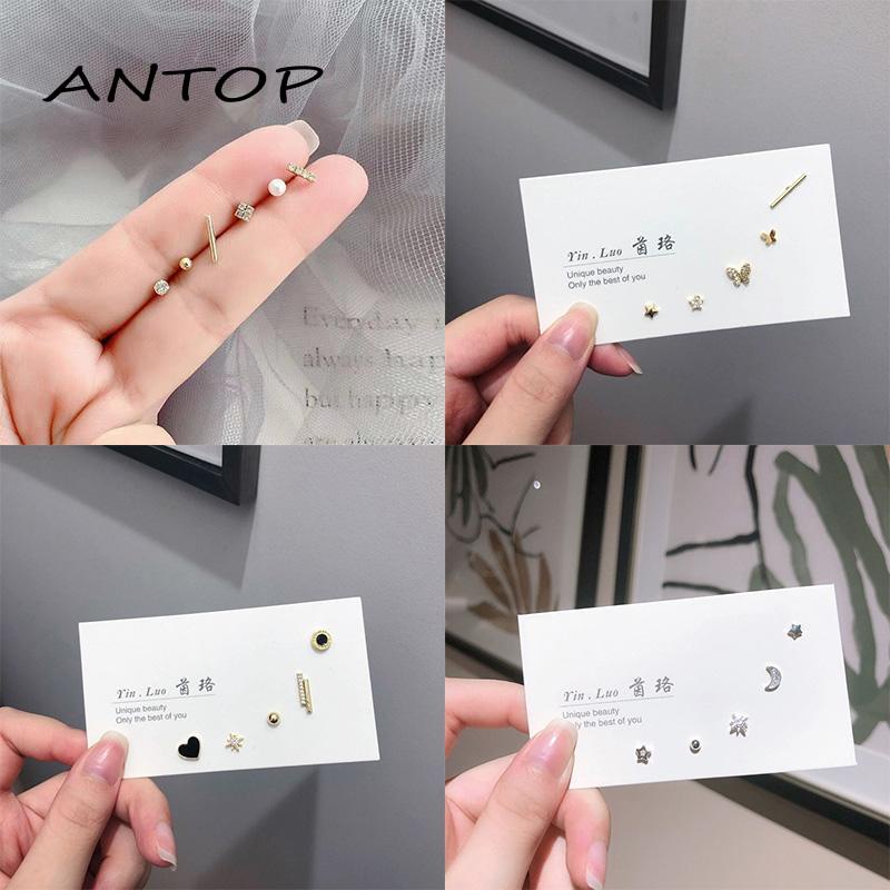 5 / 6PCS Anting Tusuk Aneka Desain Gaya Simple / Pelajar Untuk Wanita