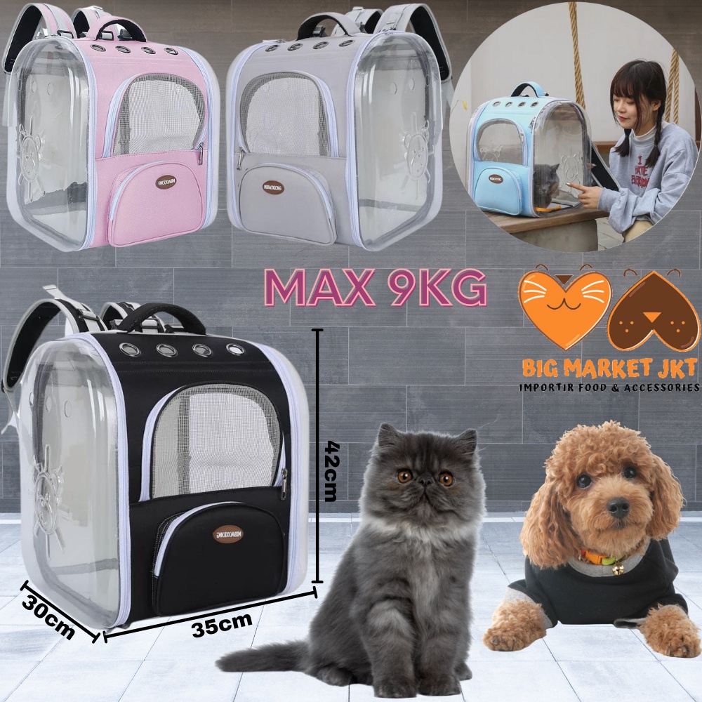 big box tas ransel anjing kucing transparant pet cargo carrier travel backpack