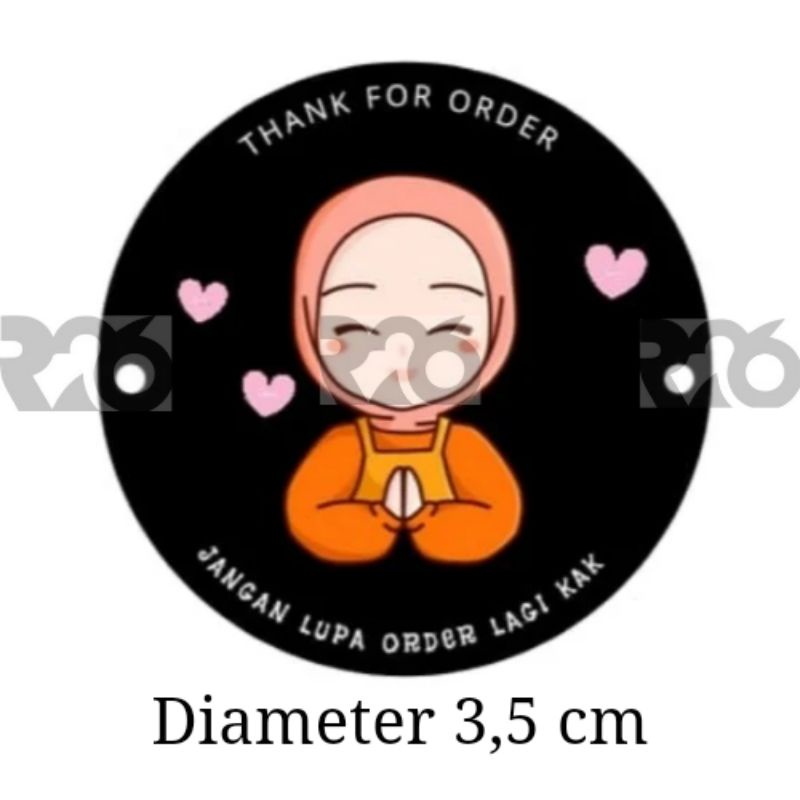 stiker thankyou for order bulat | diameter 3,5 cm bahan stiker chromo