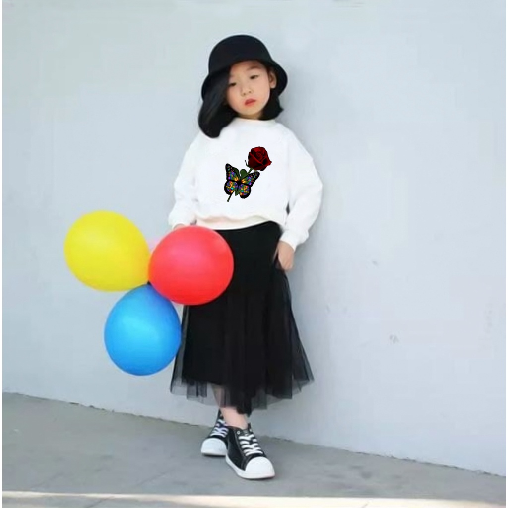 hoodie anak cewek usia 2 - 12 tahun / jaket sweater anak laki laki perempuan lucu bunga rose bisa cod best seller terbaru