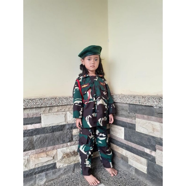 BAJU SERAGAM ANAK TNI ANAK LORENG || SETELAN TNI AD TENTARA POCIL