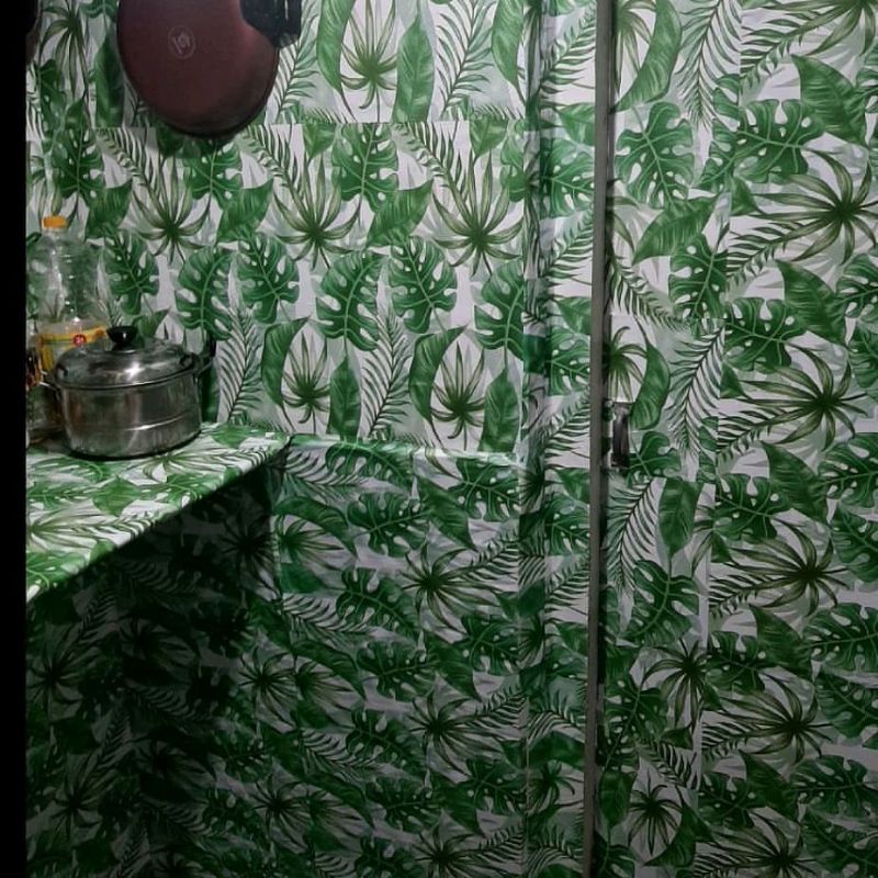 wallpaper sticker dinding murah kode 1613 bunga hijau besar
