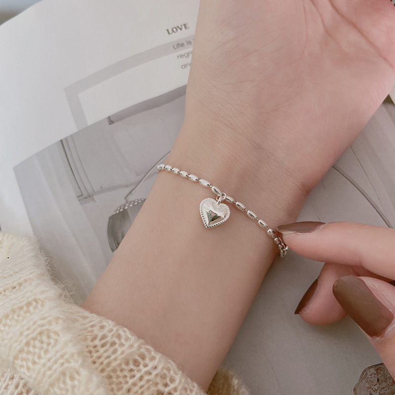 [Ready Stock]Fashion Personality Plated S925 Silver Heart Bracelet