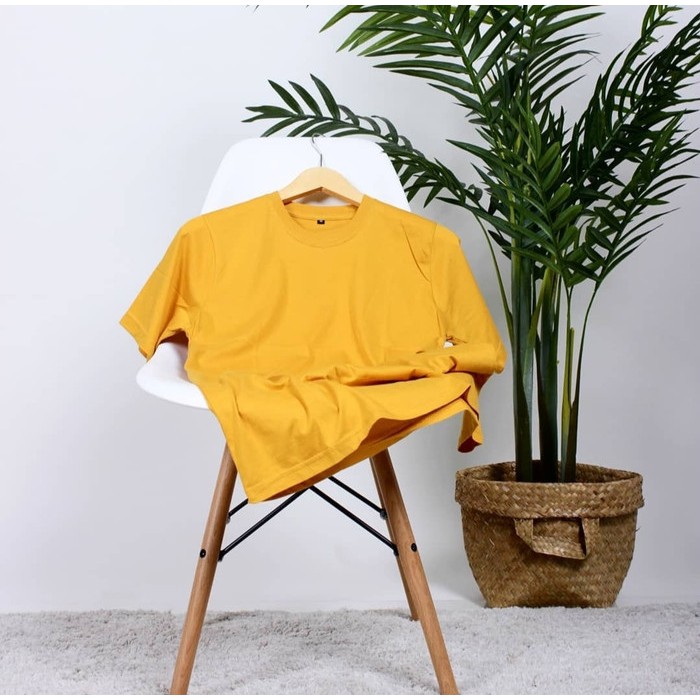 Kaos Polos Cotton Combed 30s 100% Cotton Original Warna Kuning Mustard -