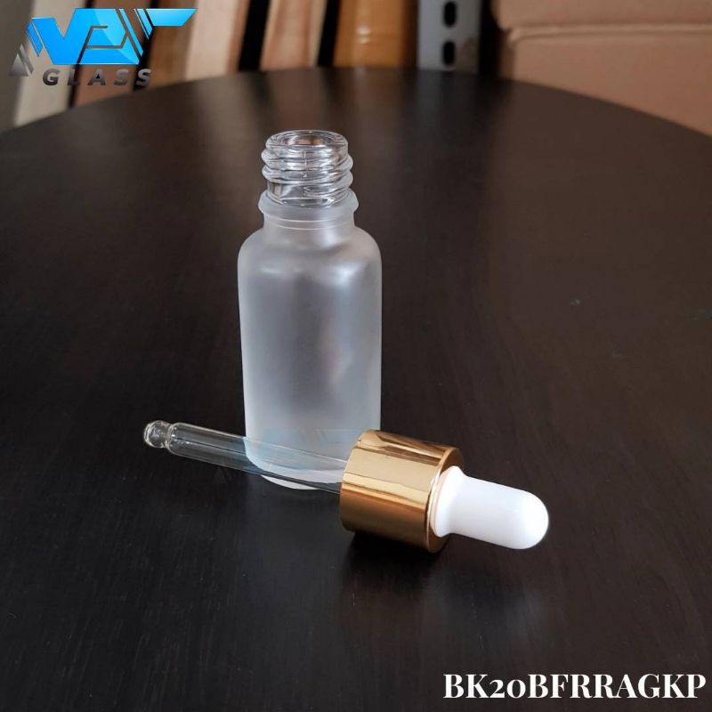 botol pipet kaca 20ml frosted - ring almunium gold