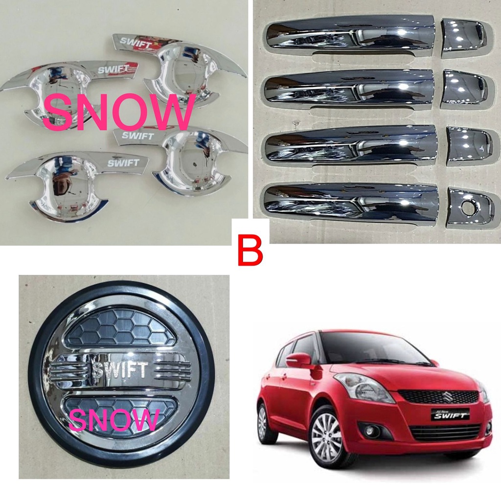 Paket Outer Handle Tank Cover All New Swift Luxury Hitam Putih Chrome