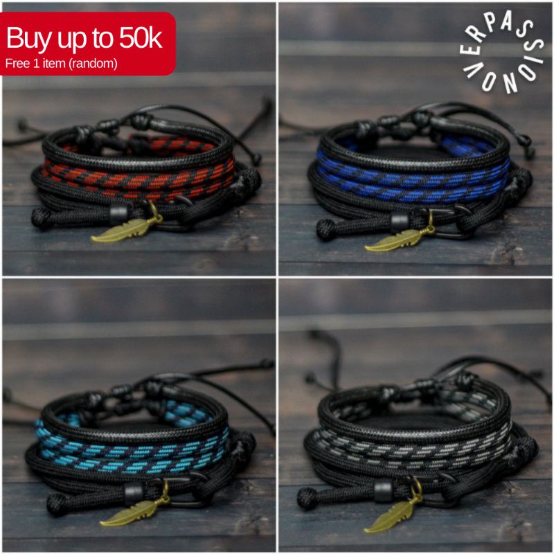 Bracelet | Gelang  Pria | Gelang Paket Hitam | Gelang Kulit