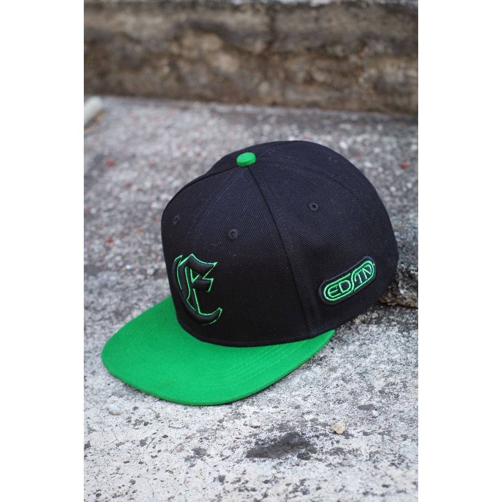 Topi Snapback hip hop Original Distro Premium Pria Dewasa Bordir Eddostyn Casual Black Green keren