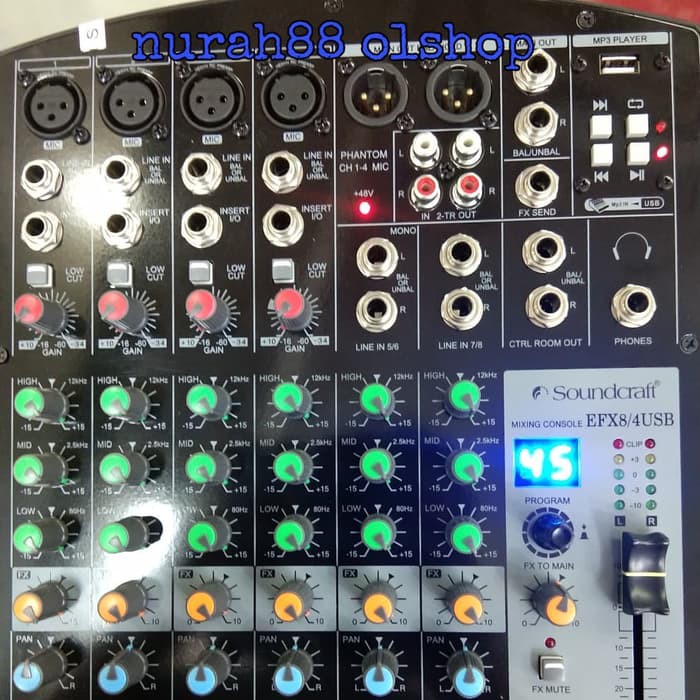 MIXER SOUNDCRAFT EFX8/4 USB effect 99dsp