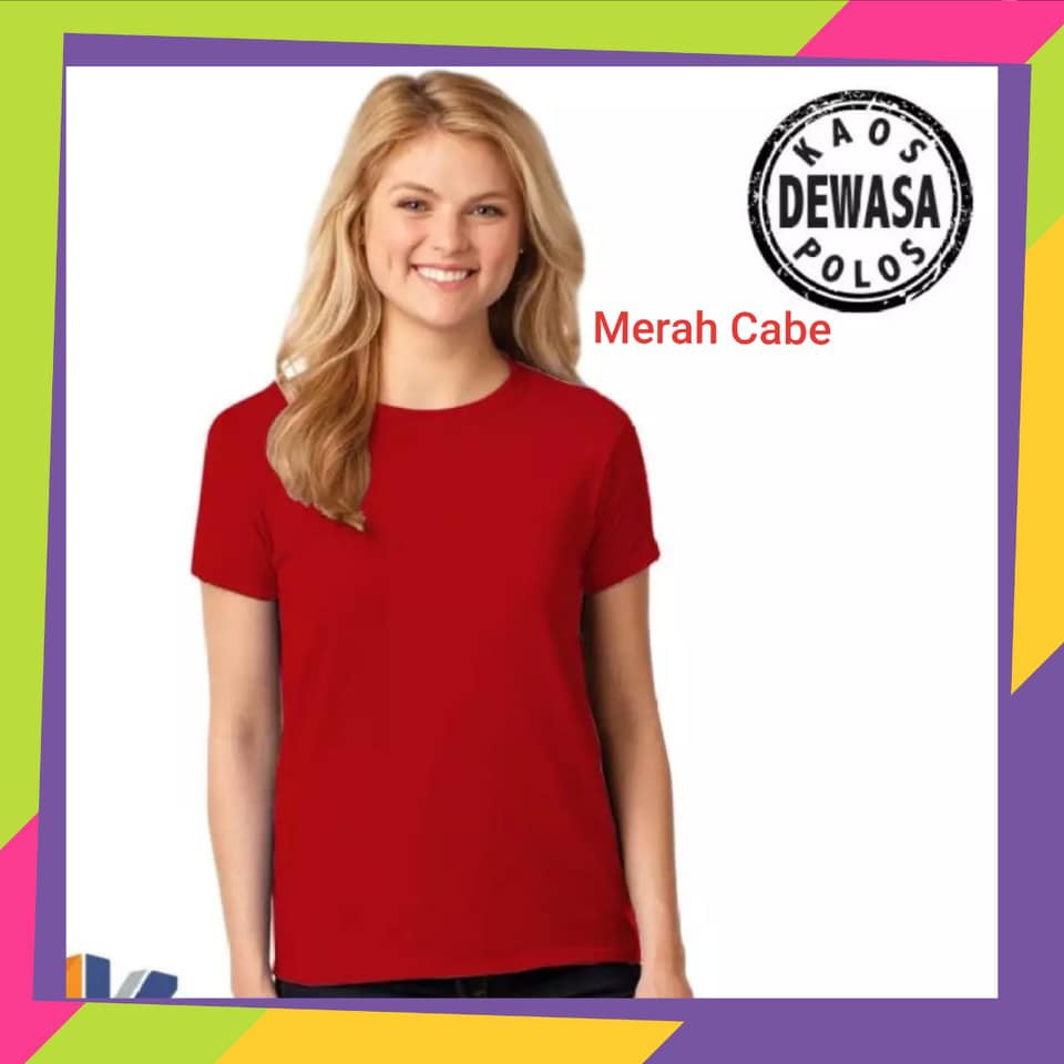 ( semi katun combed 24s ) Kaos polos wanita Oversize MERAH lengan pendek -Oblong Polos MERAH - Kaos 