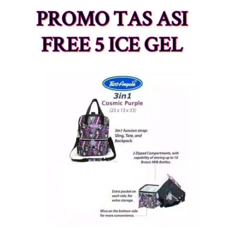 PROMO HEMAT .. TAS ASI TWO ANGELS  3in1 FREE 5 ICE GEL //  TAS ASI TWO ANGELS 3in1 + 5 ICE GEL SY0M