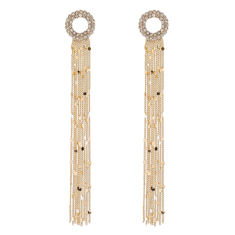 Sterling silver jarum penuh berlian imitasi rumbai anting-anting baru trendi Korea online influencer