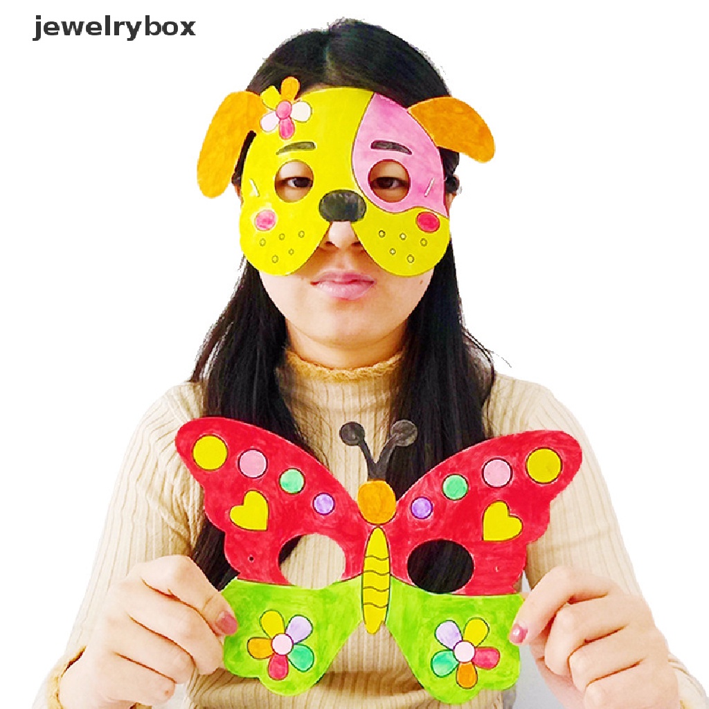 (jewelrybox) 8pcs Topeng Kartun Hewan DIY Untuk Kerajinan Tangan