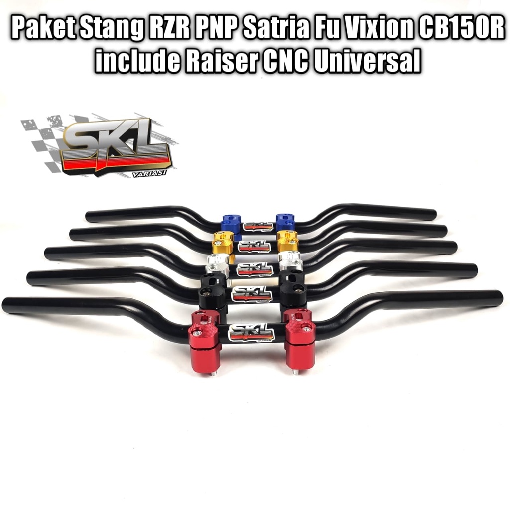 Paket Stang RZR Custom Balap Roadrace include Raiser CNC Universal  Vixion CB150R Verza Tiger RX King GL Megapro Xabre XSR 155 Byson Scorpio KTM Duke Kawasaki W175 Satria fu Pulsar PCX Beat Street X Ride Fino Honda ADV 150 Yamaha Nmax