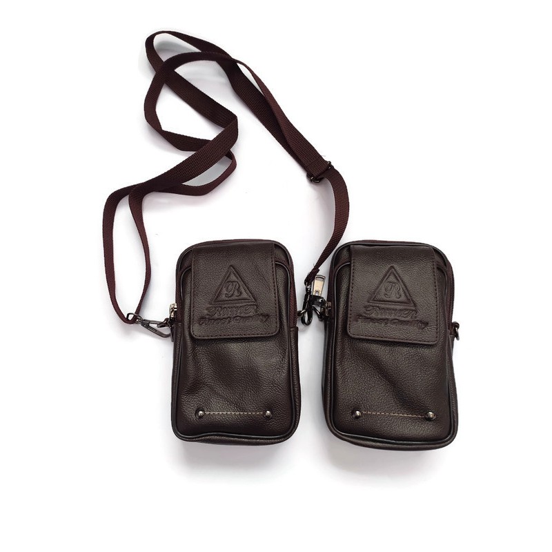 Tas HP Kulit Asli import(up to 7 inchi)Sarung HP Kulit Tas kulit Tali Panjang bisa Tempel Sabuk COD